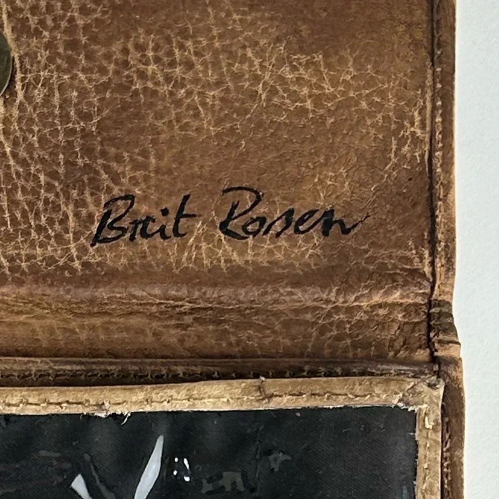 VINTAGE BRIT ROSEN HAND PAINTED LEATHER WALLET SIGNED